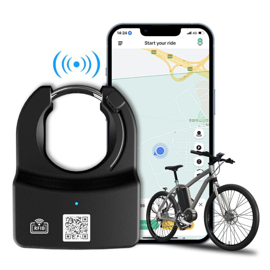 Lacăt inteligent pentru bike-sharing — GPS, Bluetooth (BLE), deblocare cod QR (v2)