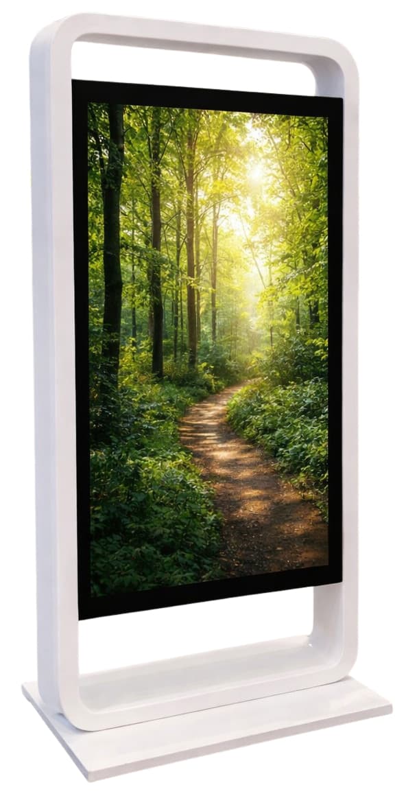 Kiosk / Totem Indoor back-to-back 65'' - EVOBOARD dublu fara touch cu display 65", 4K, 500cd, Android 11, Alb