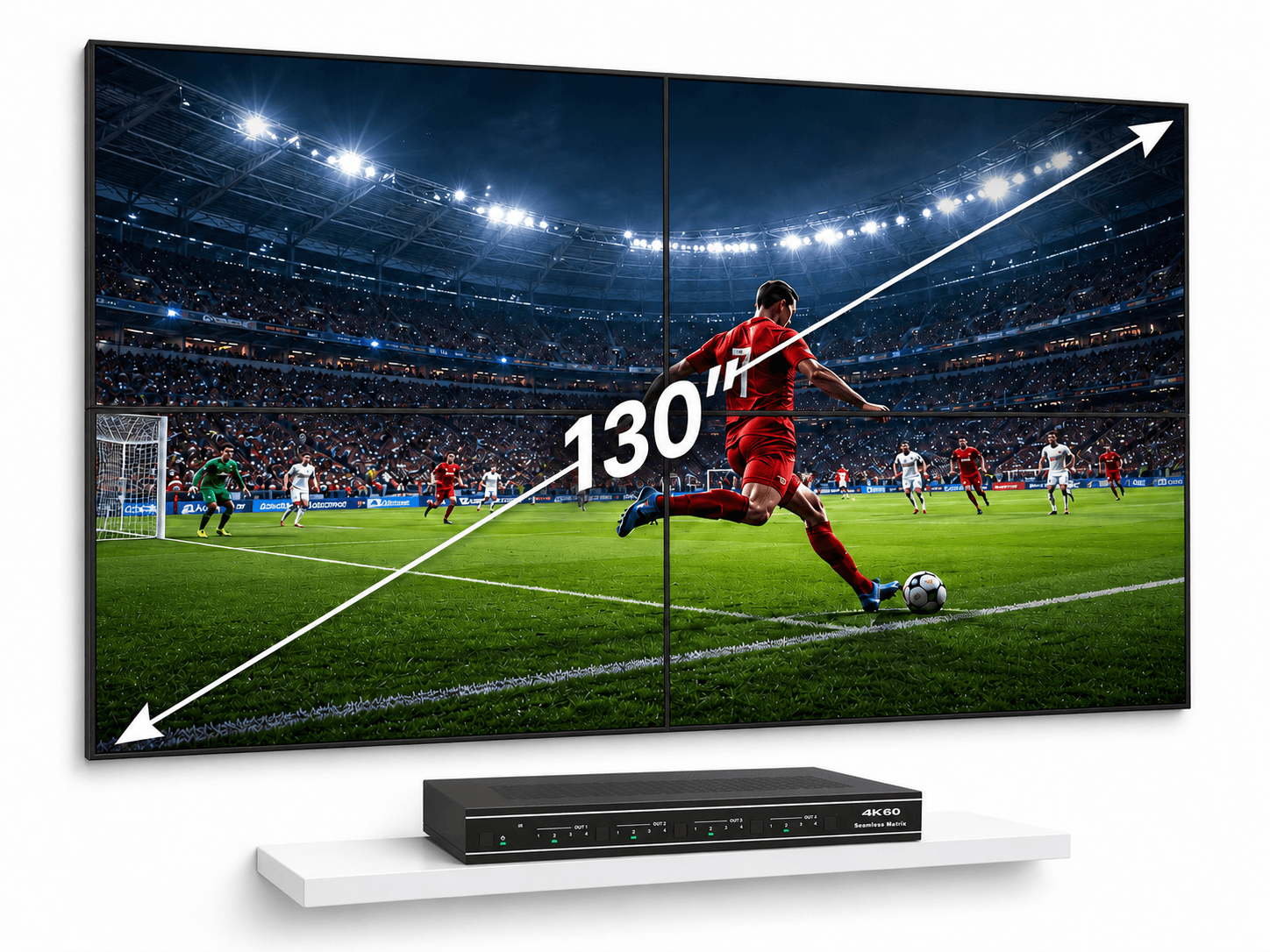 Solutie Videowall SWEDX 130'' format 2 x 2, 4K, Matrix controller 2 x 2, bezel 3,5mm - TG26