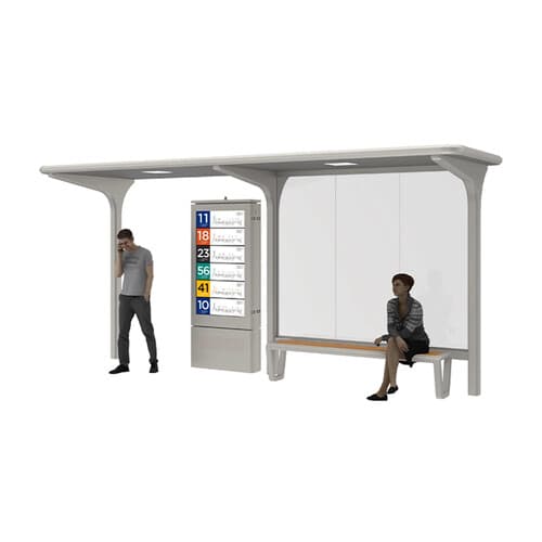 Stație de autobuz din aluminiu cu indicator mecanic de trasee și casetă LED
