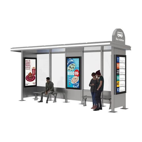Stație de autobuz compactă cu iluminare LED și încărcare — 4 m