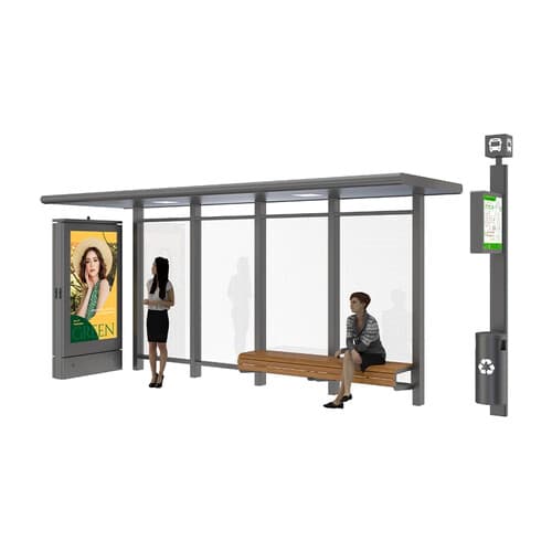 Stație de autobuz ultra-slim cu afișaje digitale și încărcare solară