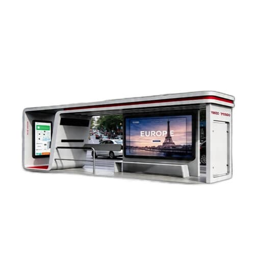 Stație de autobuz smart cu afișaj de timp, Wi-Fi și climatizare — 5,3 m
