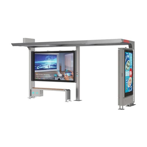 Stație de autobuz solară din aluminiu cu display LED de înaltă luminozitate