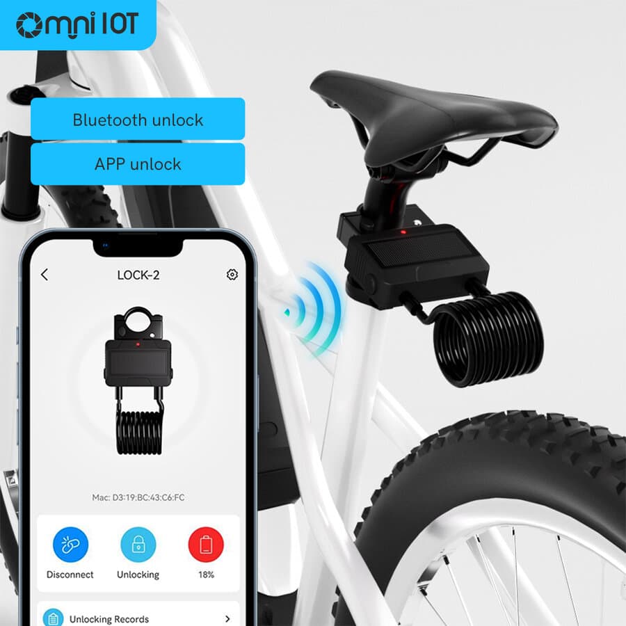 Lacăt inteligent cu cablu pentru bike-sharing — Bluetooth (BLE), deblocare aplicație mobilă,…