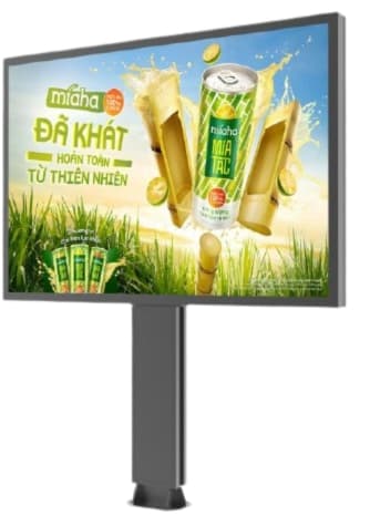 Panou publicitar LED exterior 2 fețe – ecran LED + poster, 5000 cd/m², contrast 5000:1, pixel pitch 5.0 mm,vizibil 6x3 m