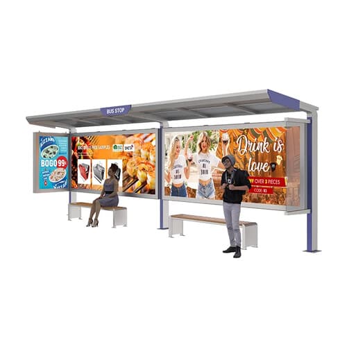 Stație de autobuz modernă din inox și sticlă securizată — 8,6 m