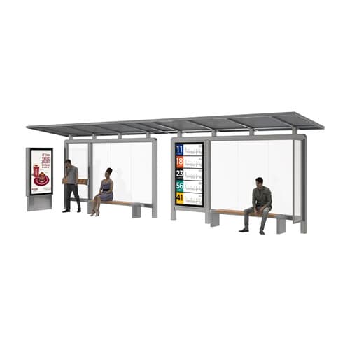 Stație de autobuz solară din inox — 4,8 m