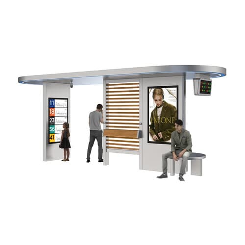 Stație de autobuz solară design cu bancă — 7 m