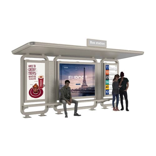 Stație de autobuz solară cu design semi-închis și încărcare telefoane — 6 m
