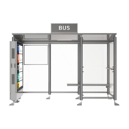 Stație de autobuz solară din inox cu iluminare LED de înaltă luminozitate
