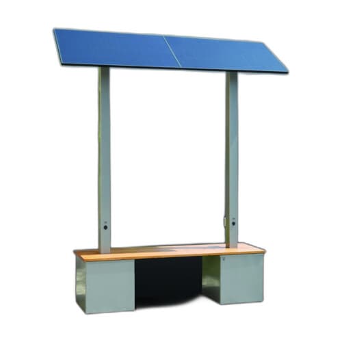 Stație multifuncțională solară Duo — bancă smart cu acoperiș fotovoltaic