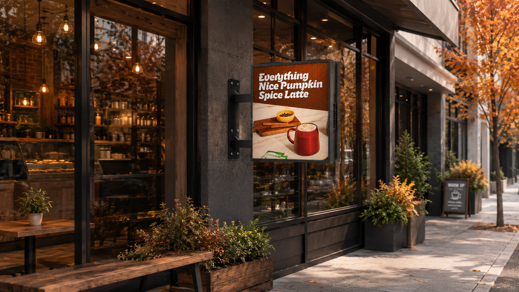 Ecran LED outdoor shop signage față-verso 640 x 480 mm montaj pe perete