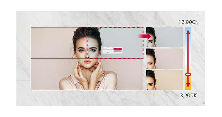 Ajustare ușoară a culorilor pentru display LG video wall